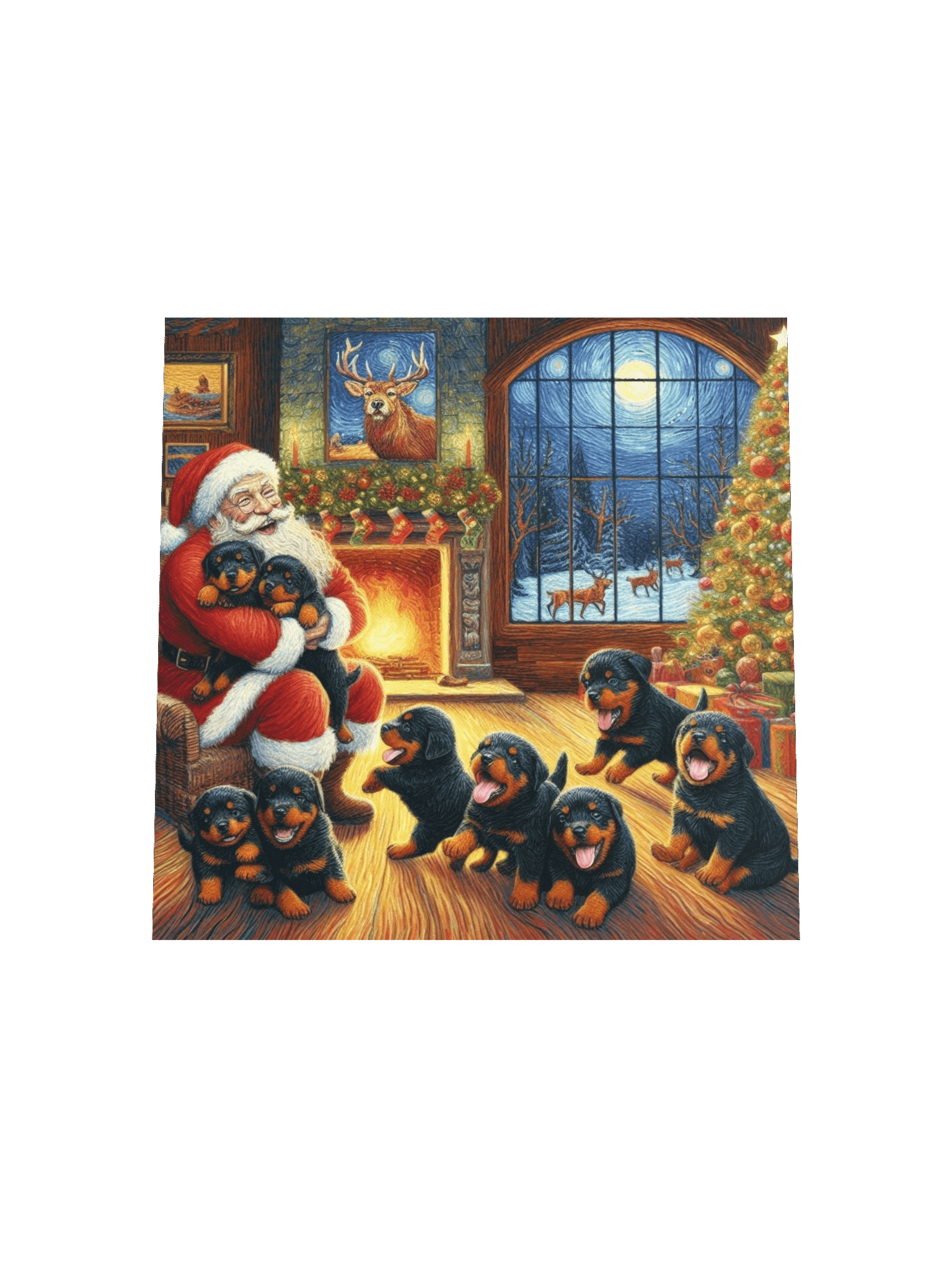 Rottweiler Puppies & Santa Christmas Poster product image (17)