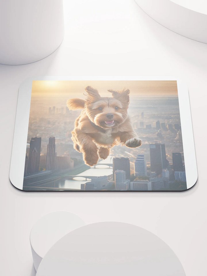 Joyful Pup Cityscape Mouse Pad product image (1)
