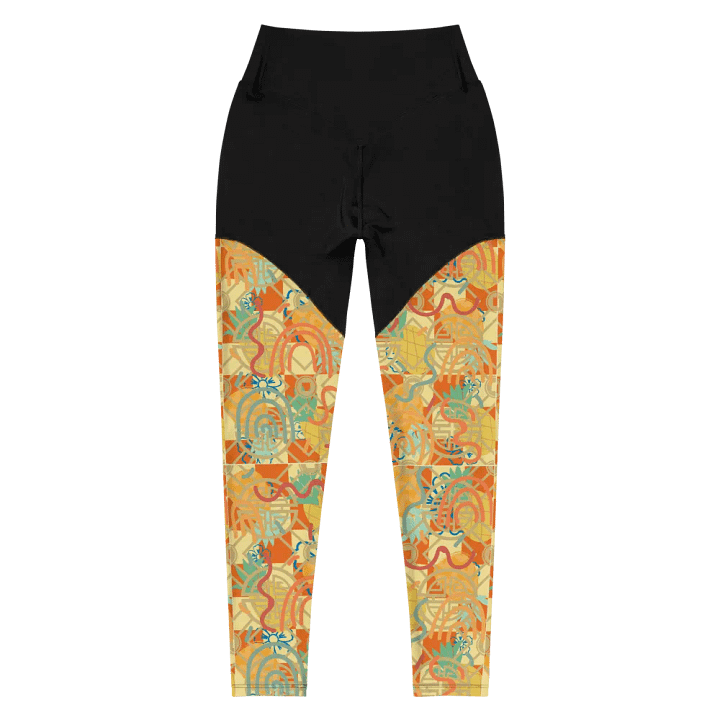 Yadit Abstract Collection in Yellow-Orange - All-Over Print Sports Leggings product image (2)