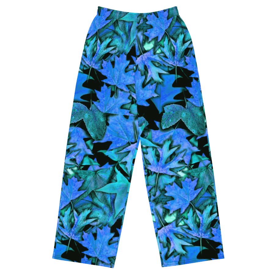 Blue Fall Leaves Wideleg Pants product image (2)
