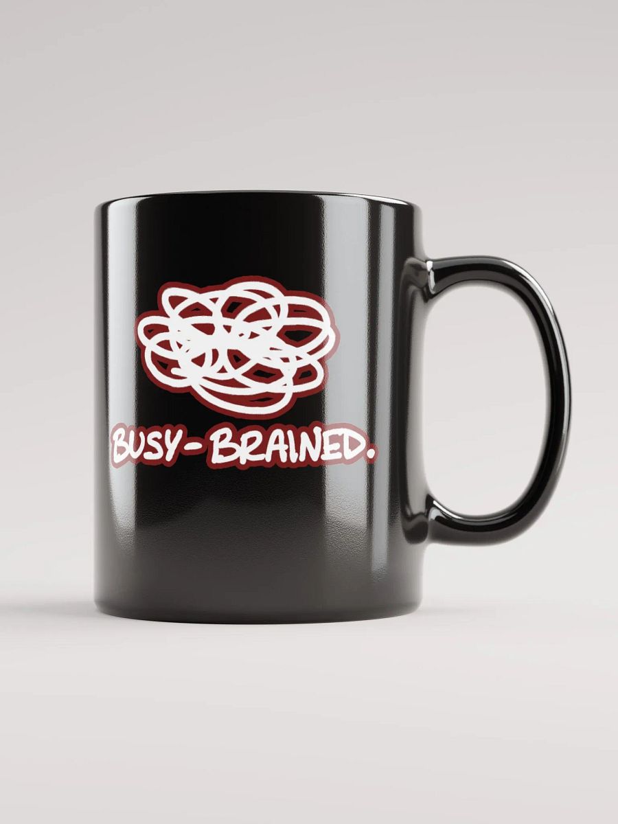 *not* mentally linear (lined design, #6D1616) glossy black mug product image (11)