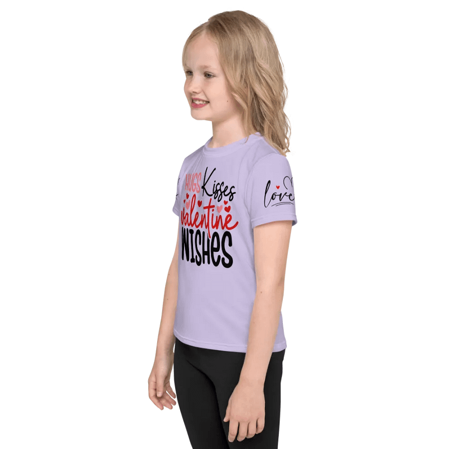 Hugs Kisses Valentine Wishes Kids Crew Neck T-Shirt product image (4)