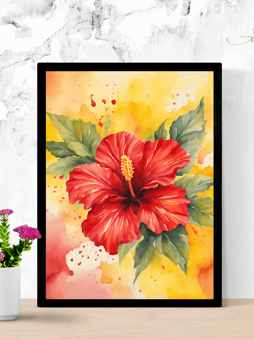 Watercolour Painting Printable Wall Art of HIBISCUS product image (1)