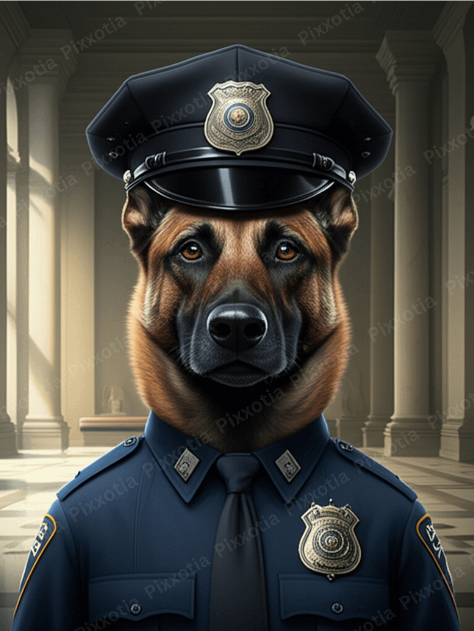 Custom Pet Portrait in Police Uniform | Digital Download | Pet Photo with Police Cap & Silver Badge | Funny Police Pet Art Gift product image (1)
