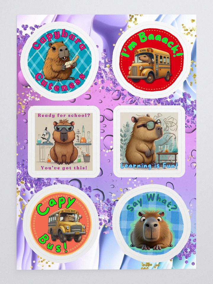Cute Capybara Back-to-School Sticker Sheet product image (1)