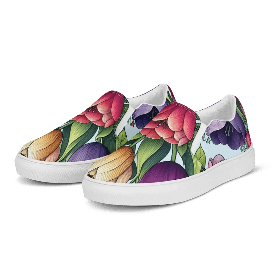 Women's Slip-On Canvas Shoes | KI-Design des Tulpen-Mandala-Motivs product image (4)
