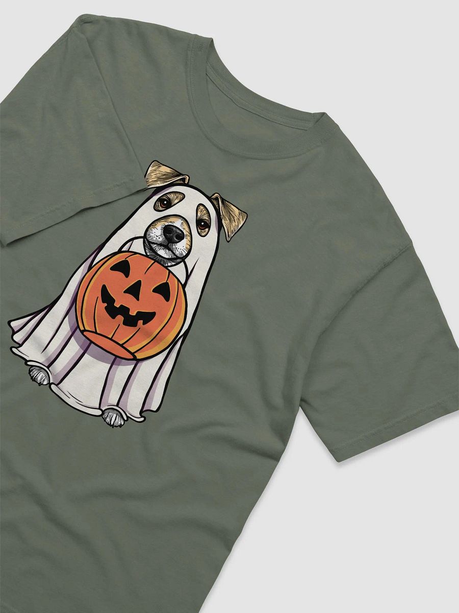 Funny Halloween Jack Russell Terrier(Lemon) T-Shirt | Funny JRT Wearing a Ghost Costume and Holding a Pumpkin Basket product image (14)