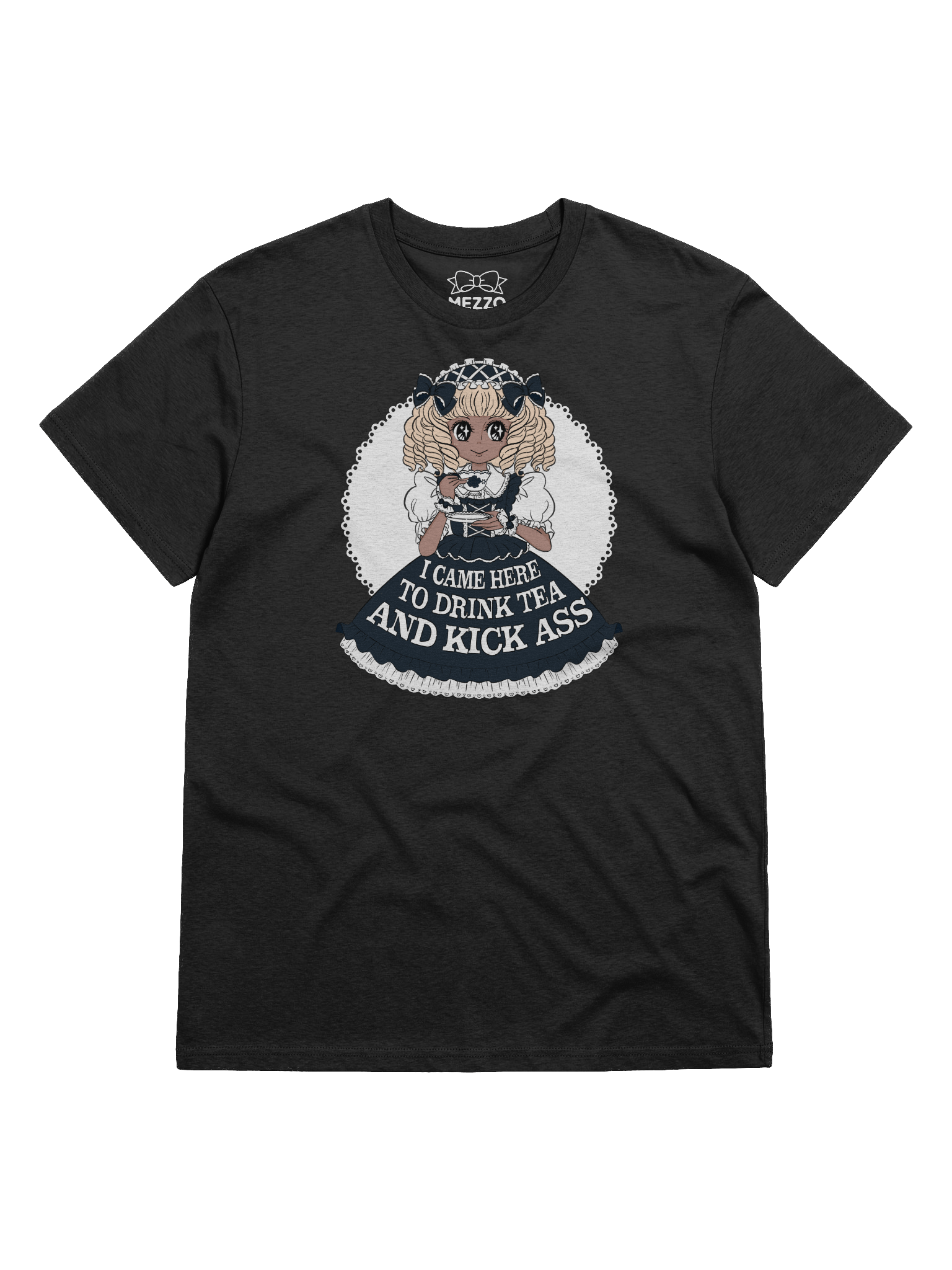 𝑬𝑼⧸𝑼𝑲 I Came Here to Drink Tea & Kick Ass (Oldschool, Black(A)) organic cotton t-shirt product image (1)