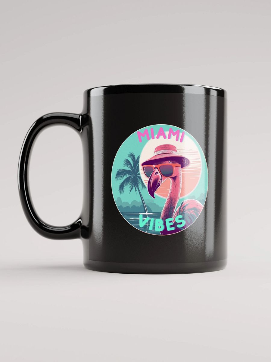Miami Vibes Flamingo Black Glossy Mug product image (11)
