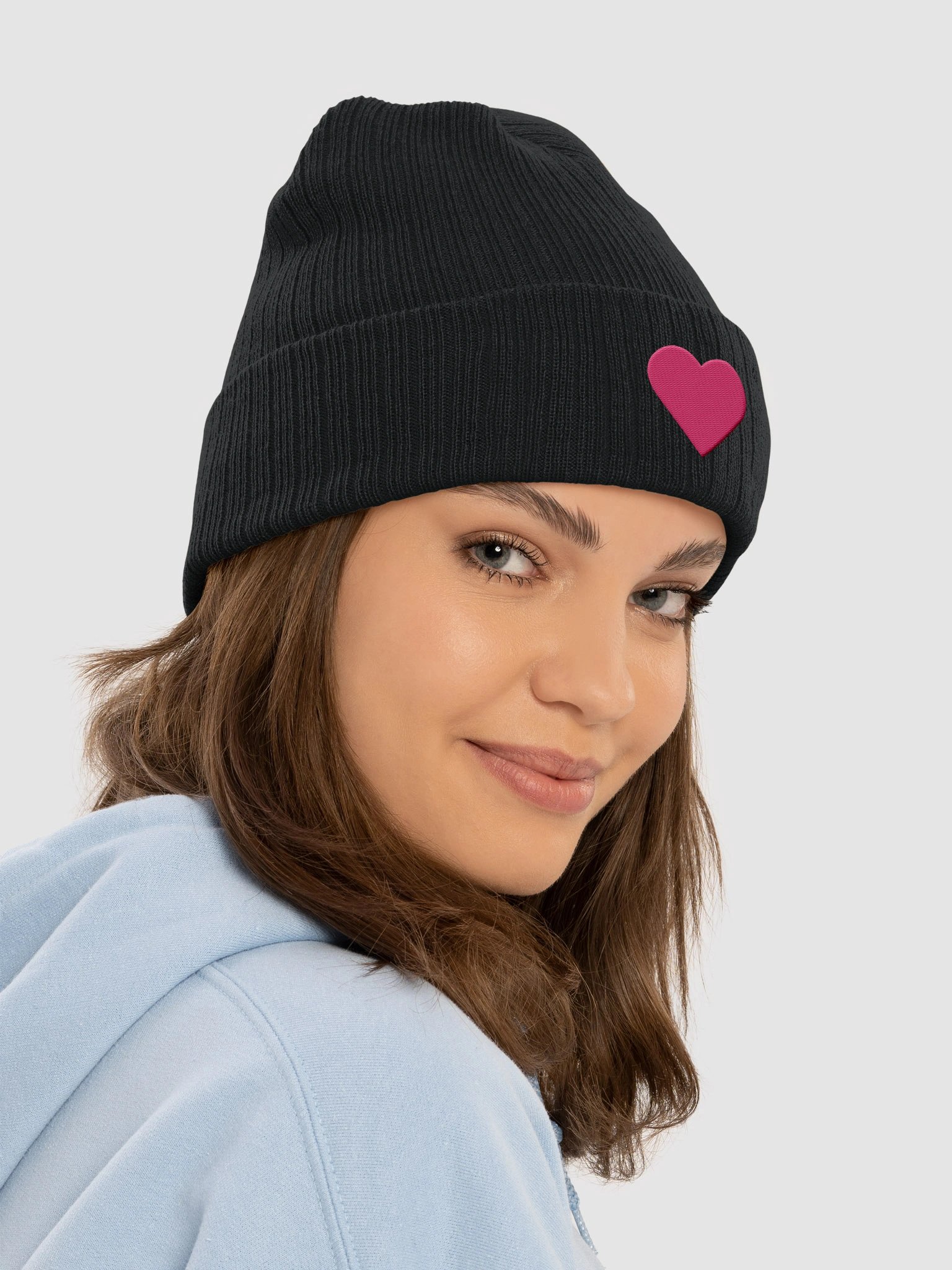 Silent Signal - Eco-Friendly Heart Ribbed Beanie product image (6)