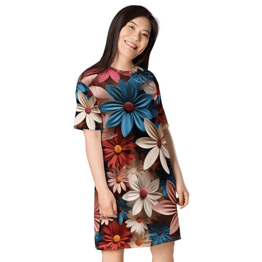 3D-Ditsy-Flowers-Seamless-Patterns T-shirt Dress - V7 product image (9)