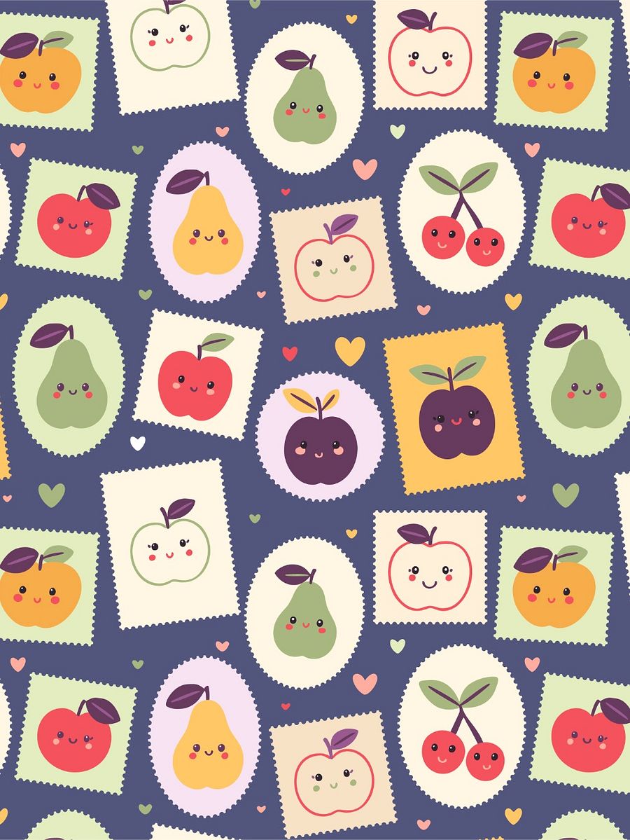 Postage stamps with cute fruits - Non-Exclusive Pattern product image (4)