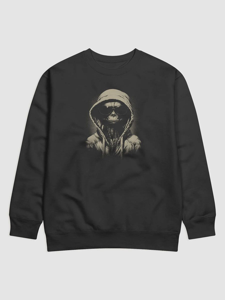 Street Alien in a Hoodie Long Sleeve Sweater - Cozy Urban Extraterrestrial product image (1)