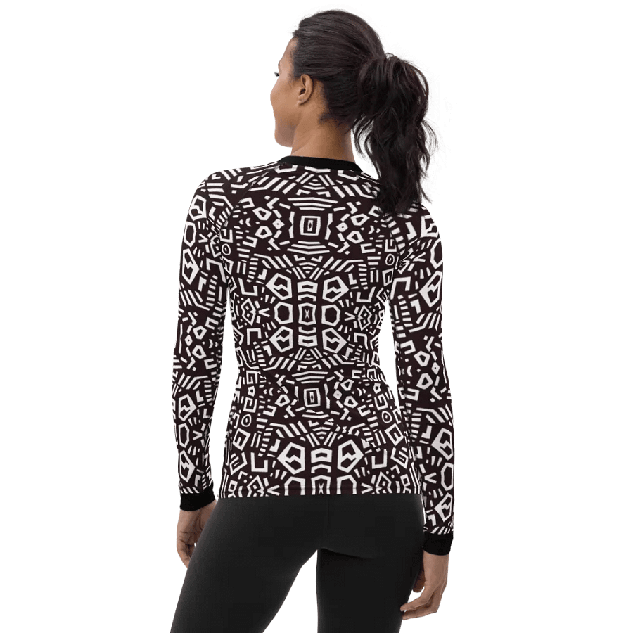 African Sun-Kissed Serenity: Geometric Doodle Long-Sleeve Rash Guard product image (3)