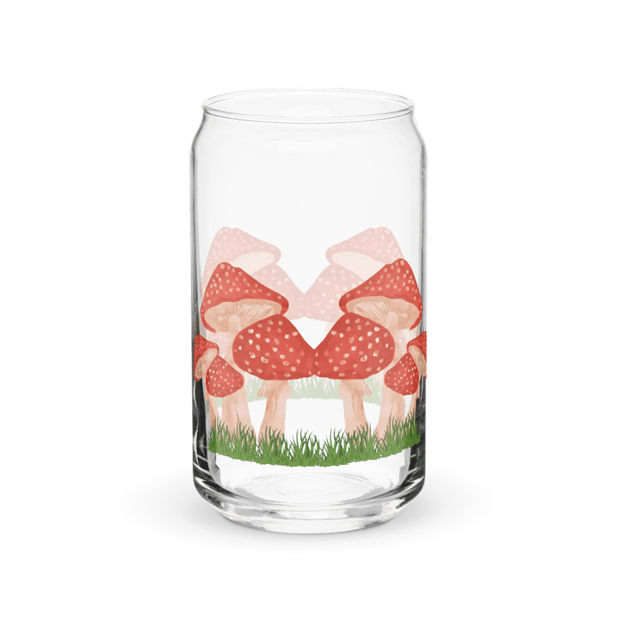 Mushroom Print Glass Can Cup With Or Without Lid product image (8)