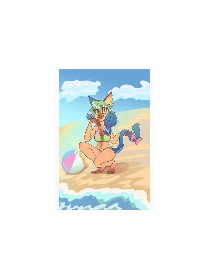 Beach Kitty - Vivid Matte Poster Print product image (1)