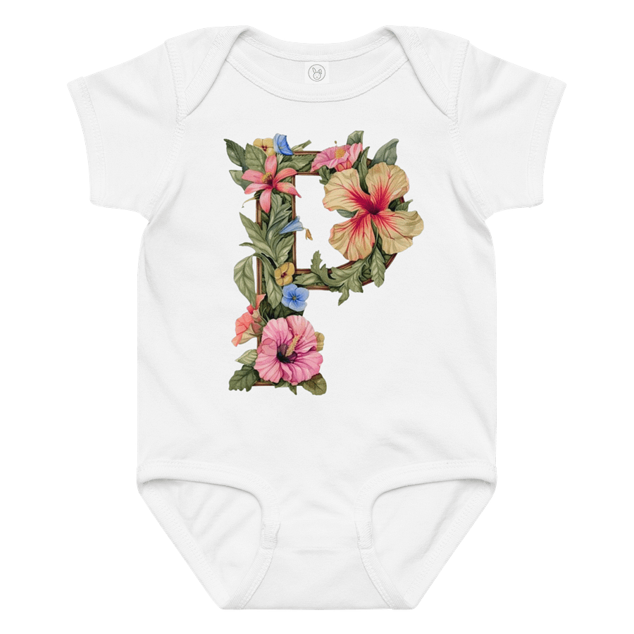 Floral Letter P Baby Bodysuit product image (1)