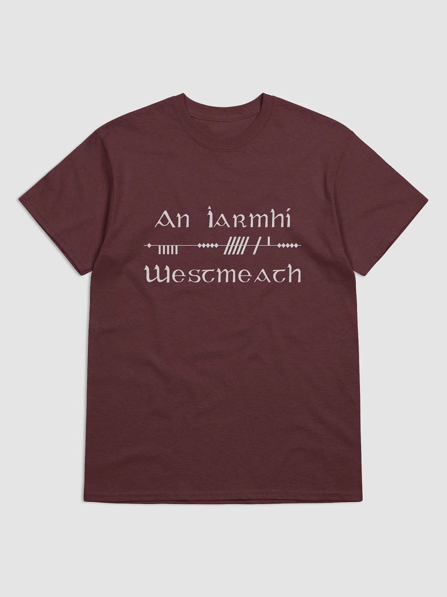 Westmeath/An Iarmhí Scholastic style Ogham maroon printed T-shirt product image (1)