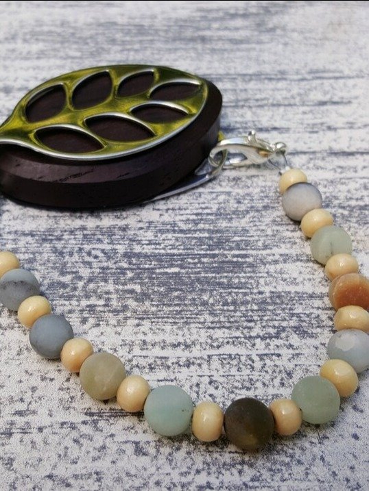 Daylight Bracelet | Amazonite & Wood | Handmade Accessory for Bellabeat Leaf Urban & Ivy product image (2)