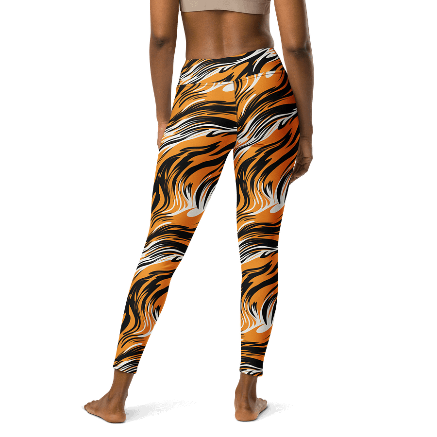 Fierce Flames Print Leggings - Bold Orange, Black & White Design product image (2)