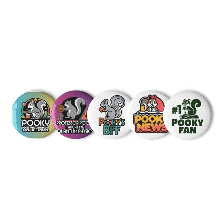 Original Pooky Artwork Buttons: Set of Five -O product image (1)