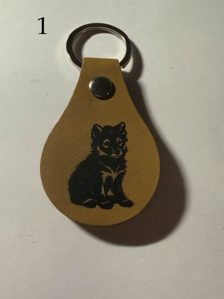 Leather Engraved Keychains – Animals, Sayings & Skull with Snake | Handmade Gift | Choose Design product image (1)