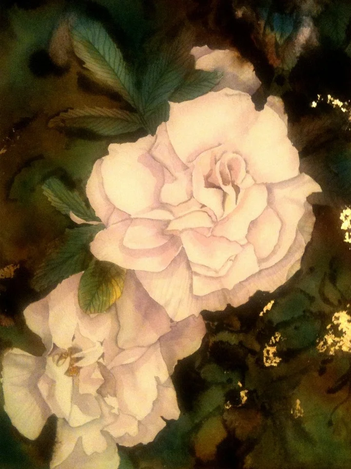 White Roses Step By Step Ink, Gold Leaf and Watercolour Worksheet product image (1)