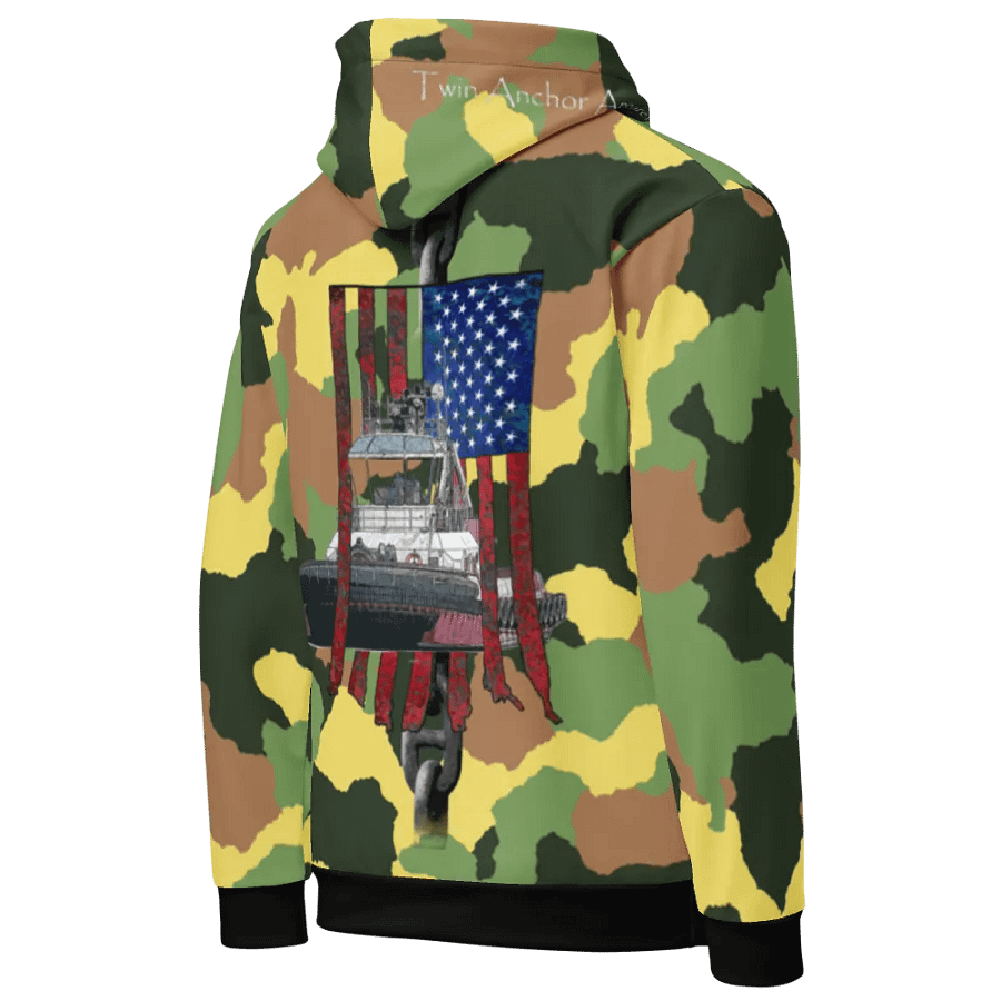 Green Camouflage Chain Athena Tug & CE Flage Hoodie product image (10)
