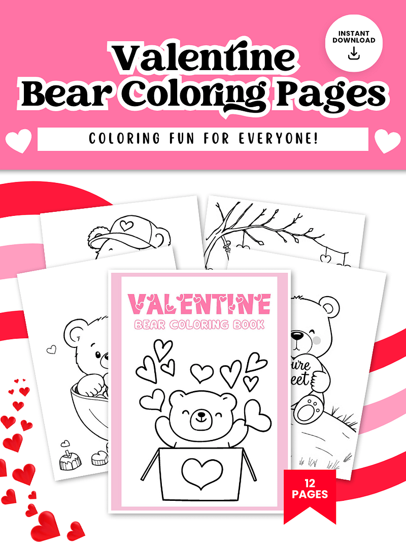 VALENTINE BEAR COLORING PAGES