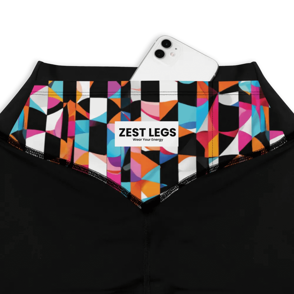 Printed Workout Leggings "Colorful Modern Abstract Checkered Art" product image (7)