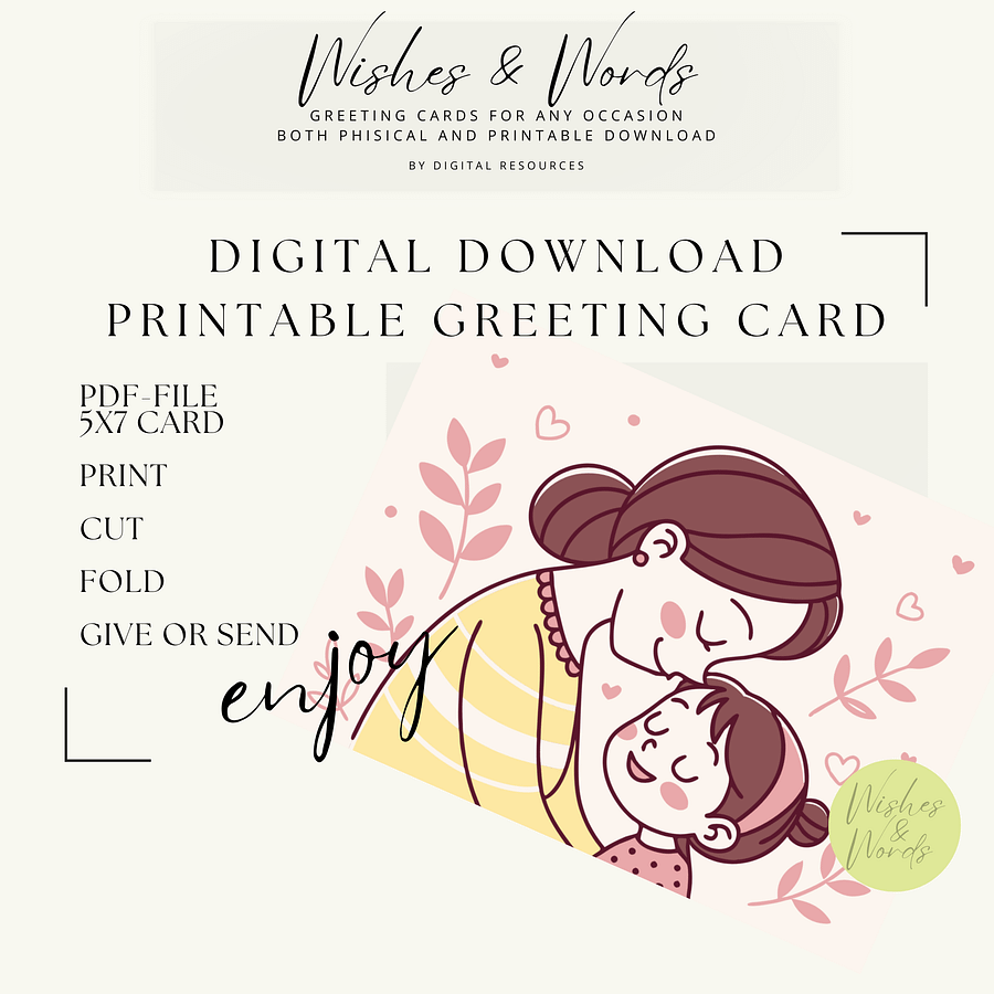 Printable Heartfelt Mothersday Greeting Card - Digital Download product image (1)