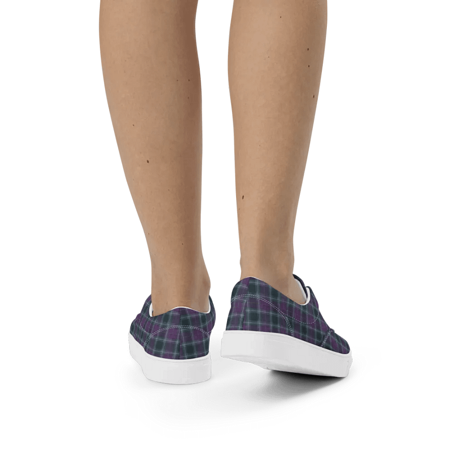 Purple/Green Plaid Women's Lace-Up Canvas Shoes product image (10)