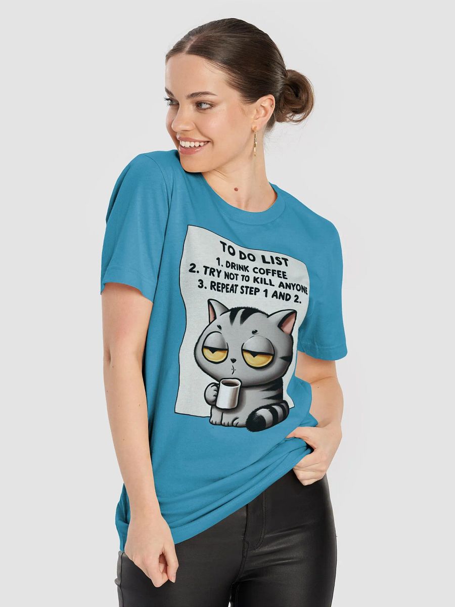 Funny Coffee Cat T-Shirt – To-Do List: Coffee & Survival Humor Tee product image (8)