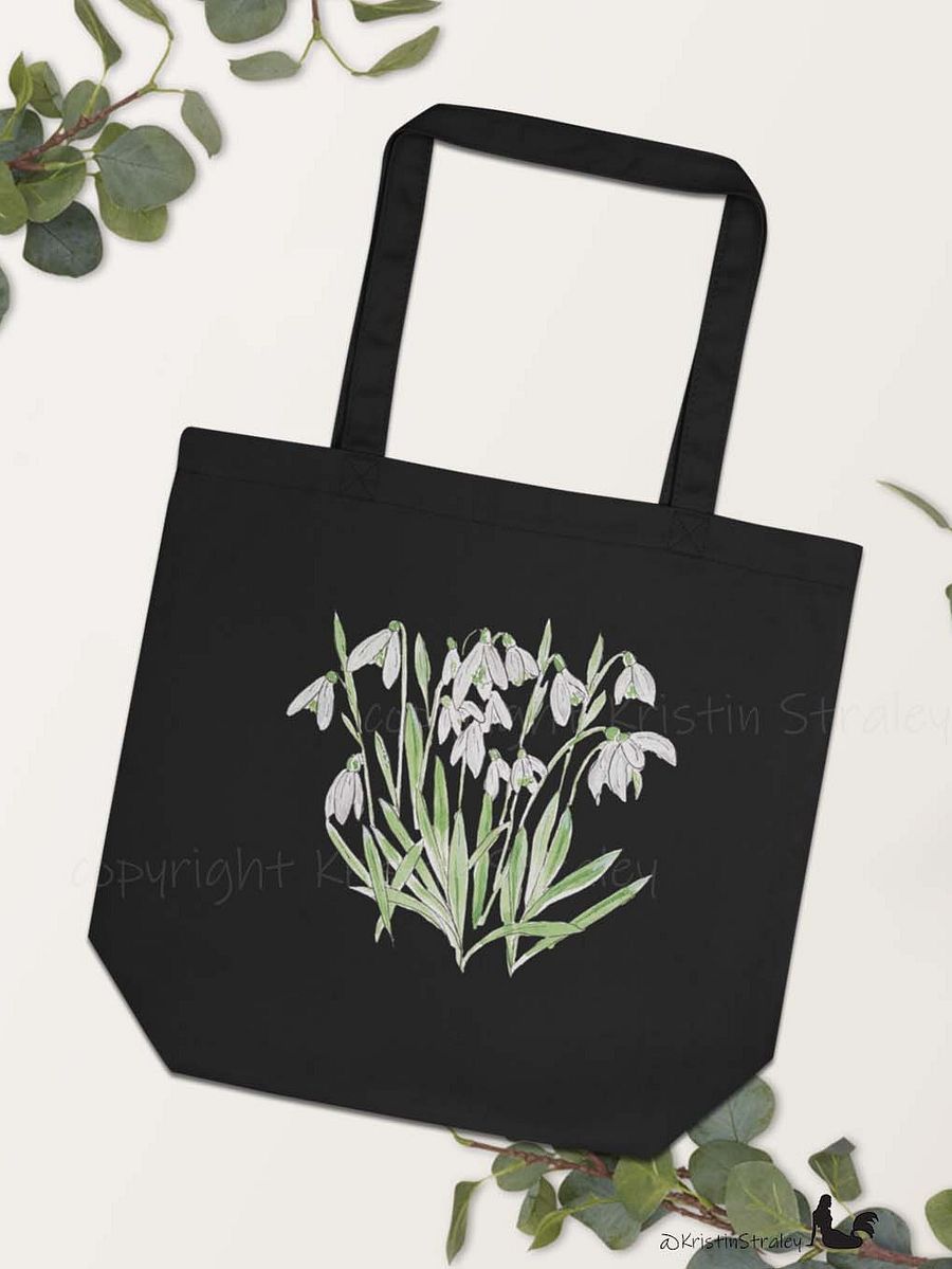 Snowdrop Watercolor and Ink Flowers Eco Cotton Tote Bag product image (7)