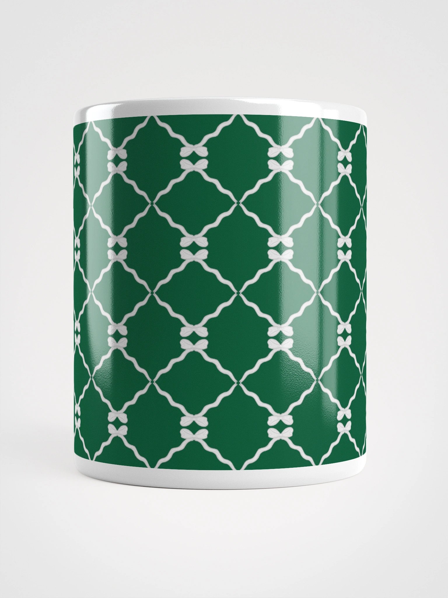 Bows and Ribbon Pattern Mug in Green and White product image (7)