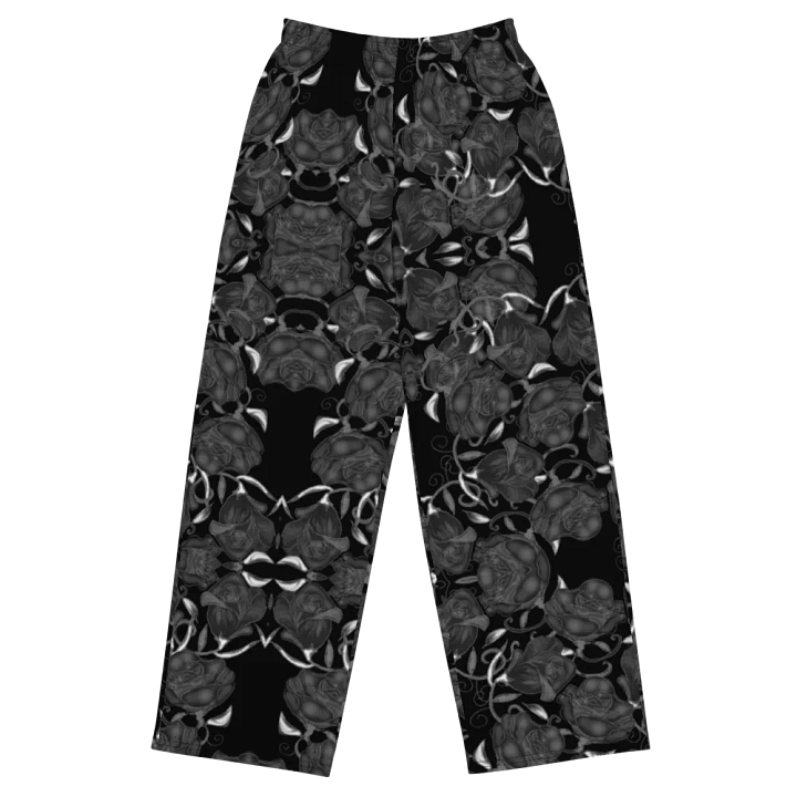 Gray Roses On Black Wideleg Pants product image (2)