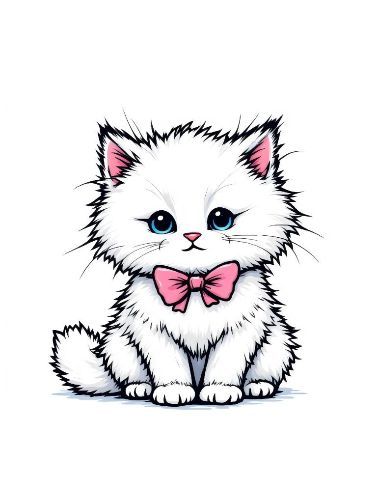 14 Adorable Fluffy Kitten with Pink Bows – Cute Cat Art for Animal Lovers - Kitten clipart collection product image (6)