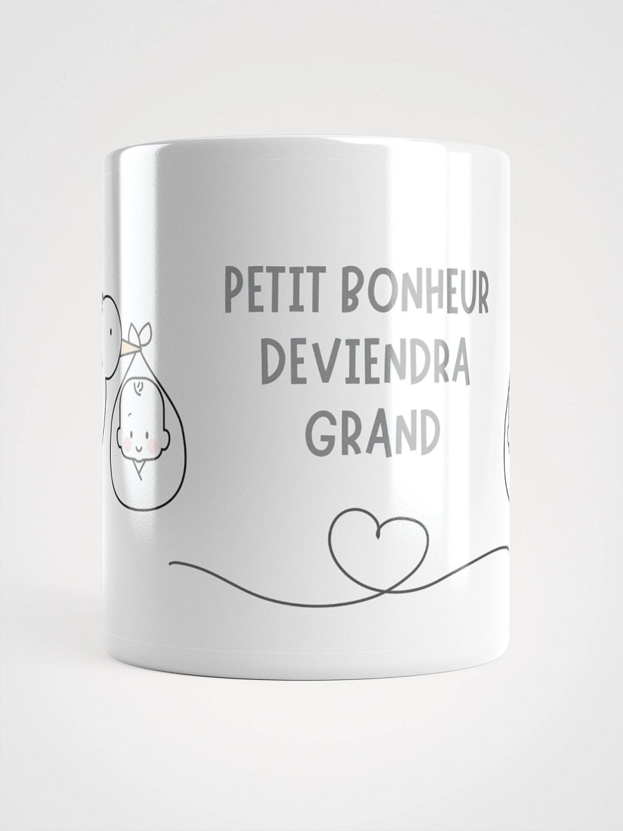 Mug Blanc - Petit Bonheur Deviendra Grand - Cigogne Annonce Naissance - Cadeau Original product image (1)