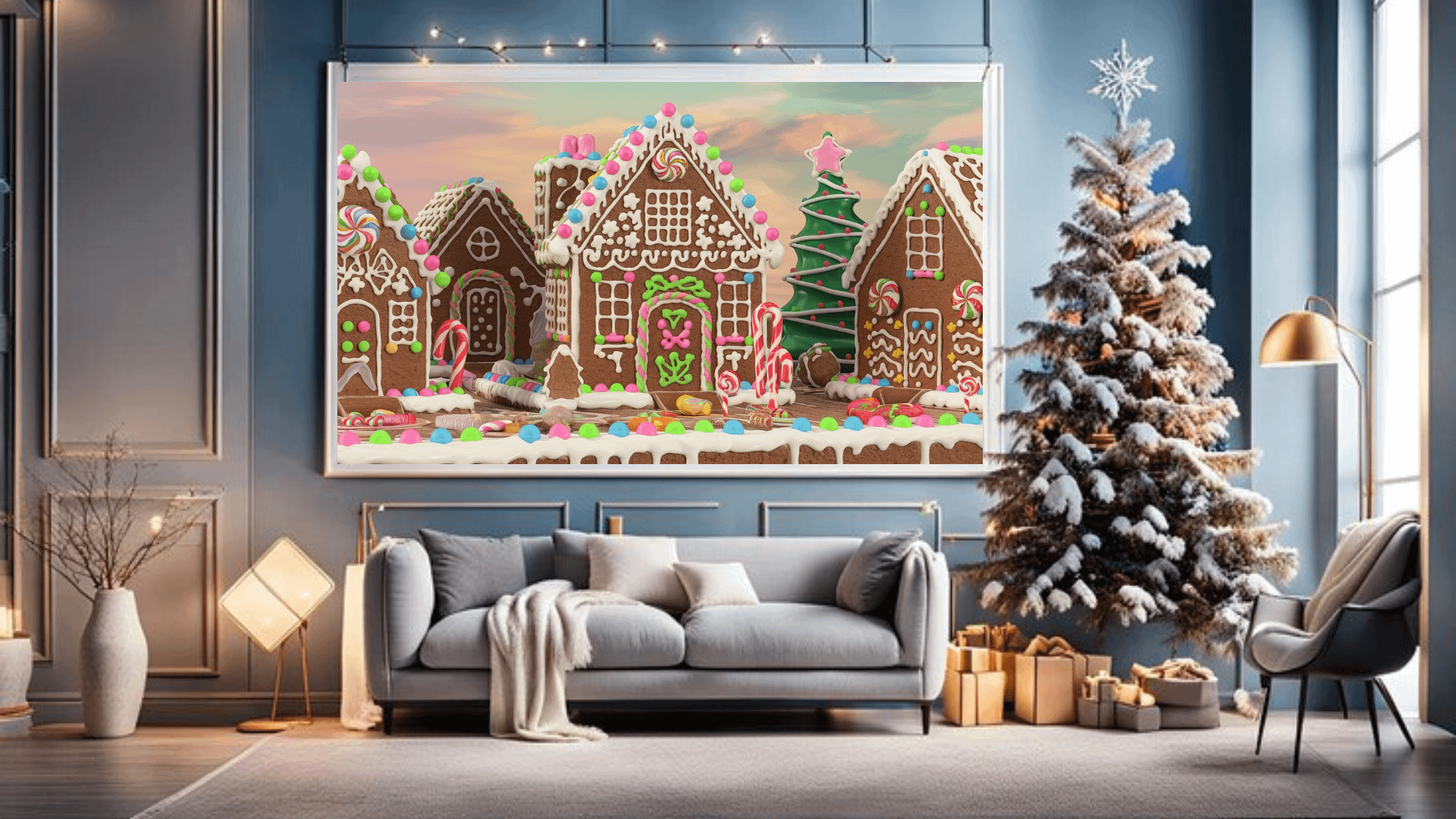Gingerbread Cottage in Winter Wonderland – Frame TV product image (3)