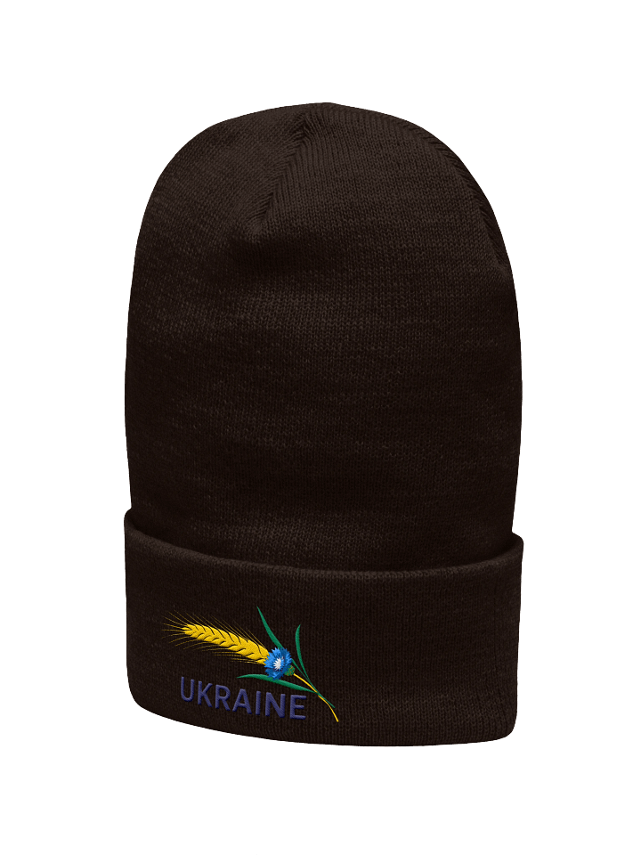 Ukraine Wheat Cornflower Agricultural Heritage Ukrainian Symbol | Yupoong Cuffed Beanie | Embroidered product image (2)