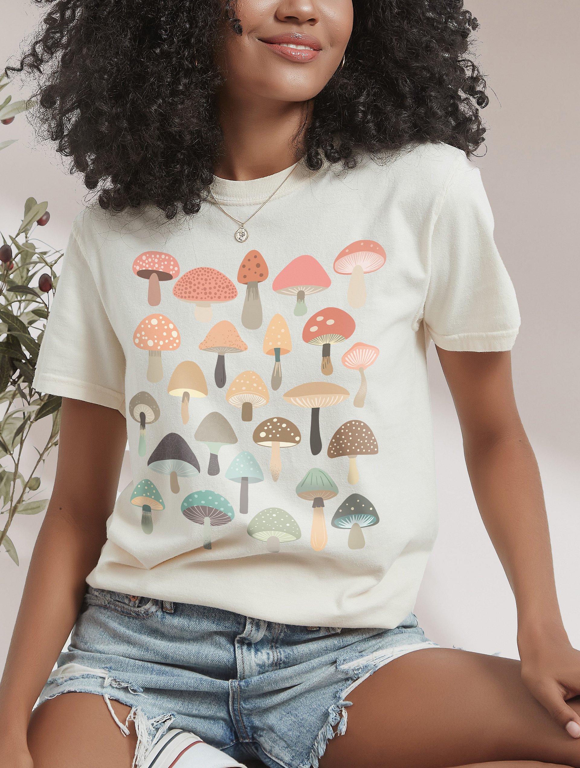 Cute Kawaii Mushrooms Tee | Vintage-Style Cottagecore, Goblincore, Fairycore, and Dark Academia Design product image (10)