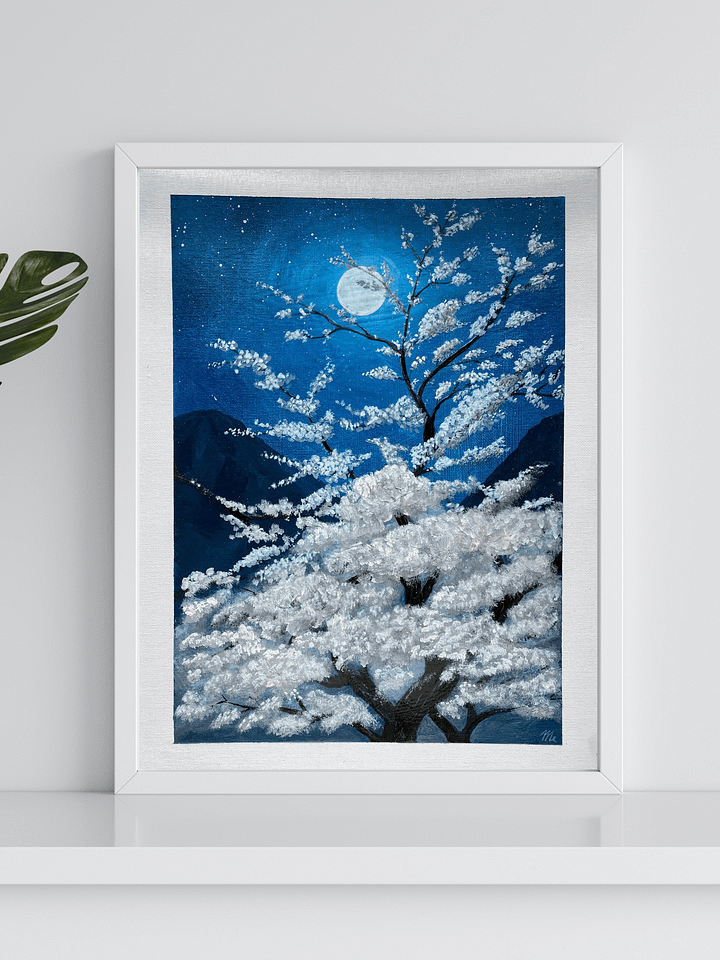 Moonlit Serenity – Sakura Taihaku Painting – Original Acrylic product image (1)