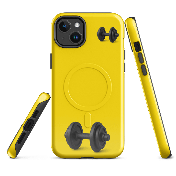 Vibrant Yellow Black Double Dumbbell iPhone® Case product image (1)