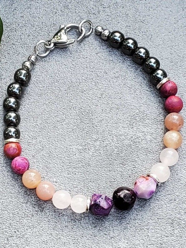 Divine Feminine Goddess Bracelet | Sugilite, Crazy Lace Agate, Rose Quartz, Sunstone & Hematite | Empowerment Jewelry product image (2)