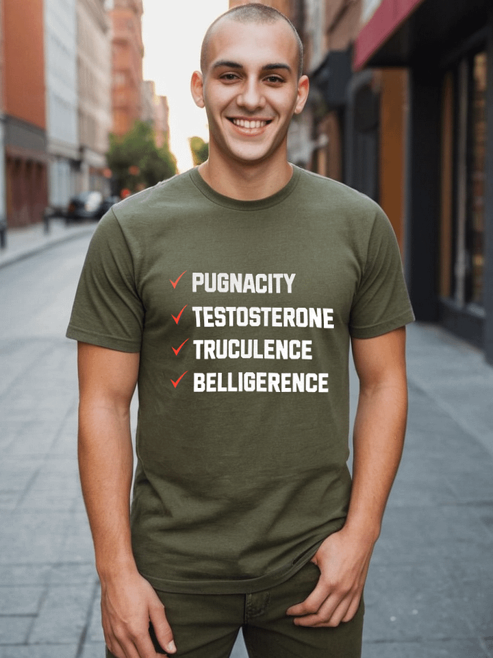 Funny Hockey T-Shirt – Pugnacity, Testosterone, Truculence, Belligerence – Gritty Hockey Shirt for Men – Gift for Hockey Players & Enforcers product image (1)