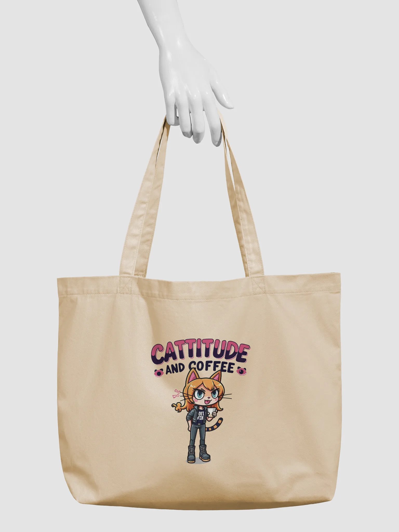 Cattitude and Coffee Organic Tote Bag product image (3)