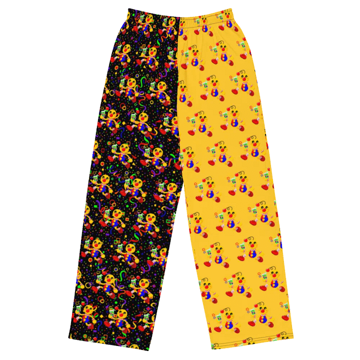 Split Yellow and Arcade Boyoyoing Unisex Wide-Leg Pants product image (1)