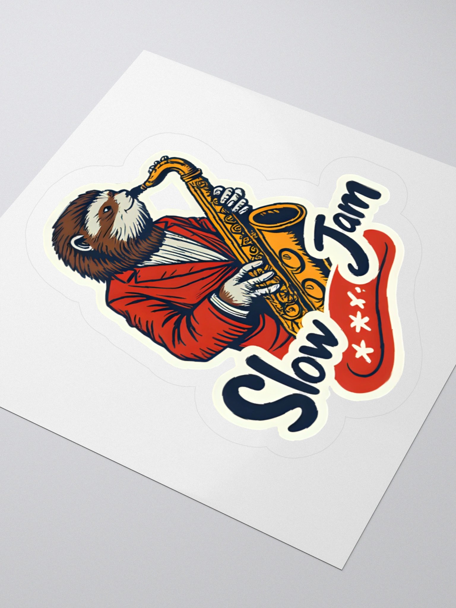 Sloth Saxophonist Kiss Cut Stickers product image (3)