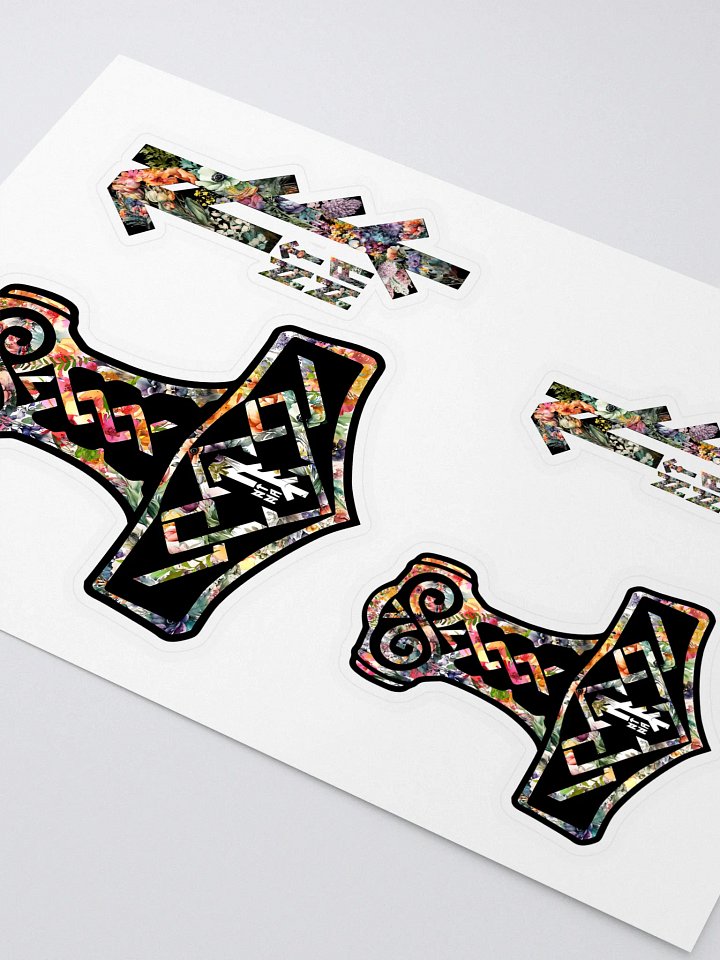 NTN Apparel Floral Mjölnir - Kiss Cut Sticker set product image (2)