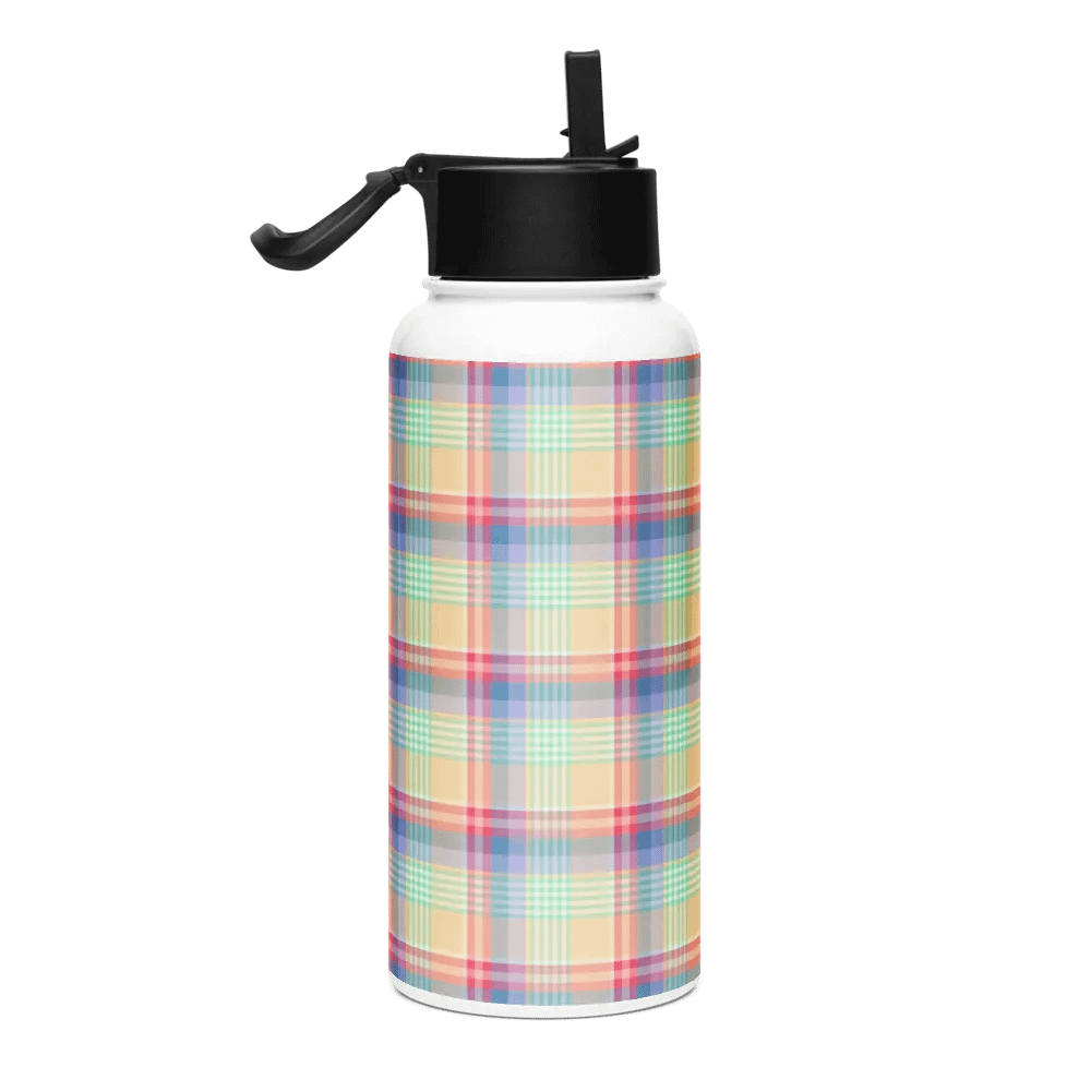 Bright Pastel Plaid Water Bottle product image (1)